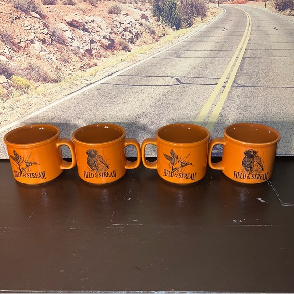 Field & Stream Mallard dog & Duck Hunting Orange Coffee Mugs 31705 left & right - Picture 2 of 8
